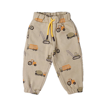 LIGHT GREEN VEHICLES PRINTED JOGGER PANTS TROUSER